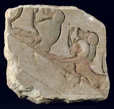 Amenophis IV (Akhenaten) med babianer, New Kingdom (målad sten) av Egyptian 18th Dynasty