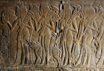Basrelief från graven av Maia, Tutankhamons amma, Saqqara, Egypten, Egyptisk civilisation, Nya riket, XVIII:e dynastin, Detalj av Egyptian 18th Dynasty