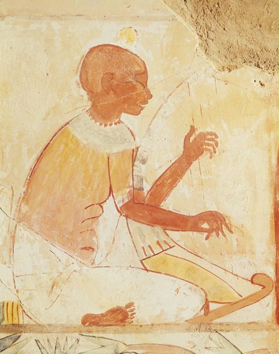 Blind Harpist Singing, from the Tomb of Nakht, New Kingdom (väggmålning) av Egyptian 18th Dynasty