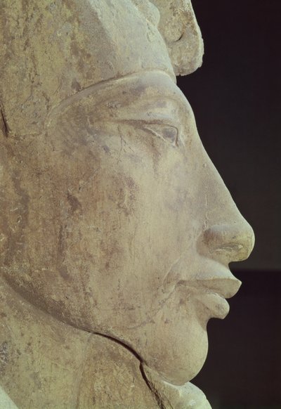 Byst av Amenophis IV (Akhenaten) (c.1364-1347 f.Kr.) från Temple of Amun, Karnak, c.1353-1337 f.Kr. (sandsten) (detalj) av Egyptian 18th Dynasty