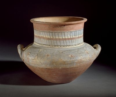 Dekorerad burk med spetshandtag, Amarna, 1300-talet f.Kr. (keramik) av Egyptian 18th Dynasty