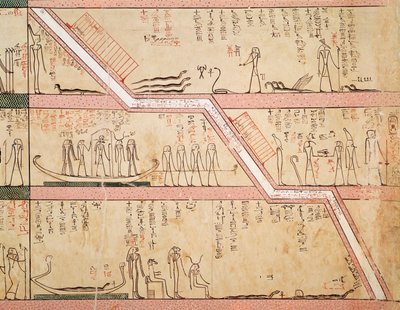 Nedstigning från sarkofagen till graven, från Tuthmosis III-graven (ca 1504-1450 f.Kr.) New Kingdom (väggmålning) av Egyptian 18th Dynasty