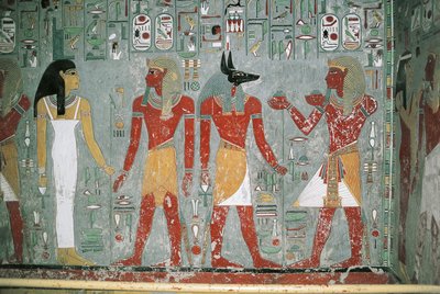 Egypten, Luxor, Konungarnas dal, Horemhebs grav, muralmålning av Egyptian 18th Dynasty