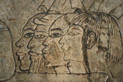 Egypten, West Thebe, Sheikh Adn el-Qurna. Ramos grav. Väggritningar av Egyptian 18th Dynasty
