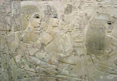 Egyptisk antikviteter: basrelief föreställande gästerna vid en begravningsbankett - Vizir Ramose