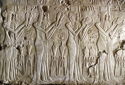 Egyptisk antikvitet: unga flickor ger offer. Kheruefs grav (TT 192) (18:e dynastin av Egyptian 18th Dynasty