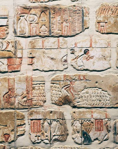 Egyptisk civilisation, fragment av Talatatmuren, från Amenhotep IV:s tempel i Karnak, Luxor, Egypten av Egyptian 18th Dynasty