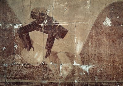 Utbyte av mat, detalj av scen föreställande expeditionen till landet Punt, målad relief, Kolonnaden i Punt, Hatshepsuts dödstempel, Deir el-Bahari, Theban Necropolis, Egyptisk civilisation, Nya riket, XVIII:e dynastin av Egyptian 18th Dynasty
