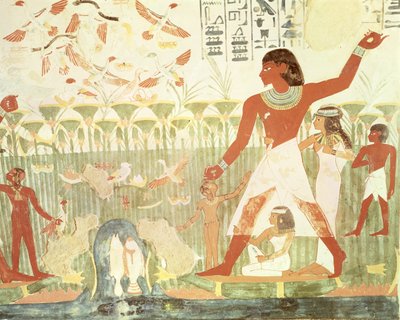 Jakt och fiske, från Nakhts grav, New Kingdom (väggmålning) av Egyptian 18th Dynasty