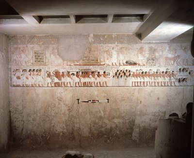 Interiör av Ramoses grav, Nya kungariket, c.1360 f.Kr. (väggmålning) av Egyptian 18th Dynasty