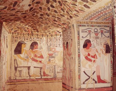 Interiör av graven av Sennefer, Nya kungariket av Egyptian 18th Dynasty