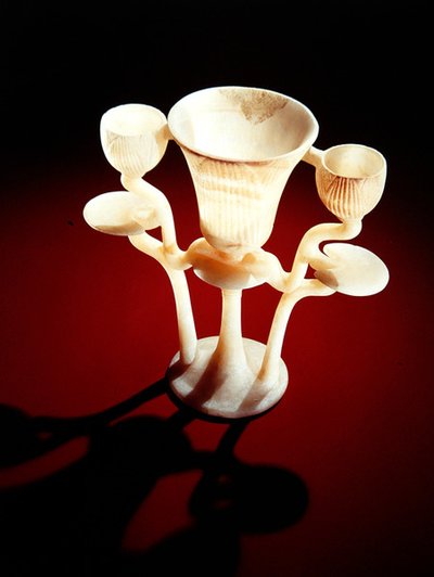 Lampa i form av tre lotusblommor, från Tutankhamons grav, Nya riket (alabaster) av Egyptian 18th Dynasty