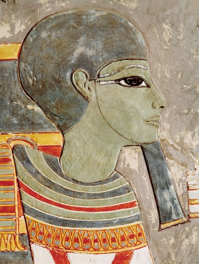Målad relief av guden Ptah i Konungarnas dal, från Horemhebs grav. av Egyptian 18th Dynasty