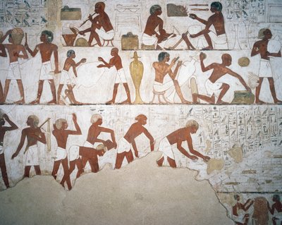 Krukmakare och arbetare, fresk, kapell, Rekhmires grav (TT100), Sheikh Abd el-Qurna, Thebe (Unescos världsarvslista av Egyptian 18th Dynasty