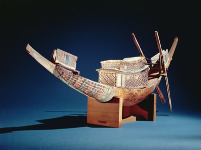 Förminskad modell av en båt från Tutankhamons grav, Nya kungariket, ca 1347-37 f.Kr. (trä) av Egyptian 18th Dynasty