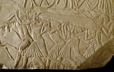 Relief från Horemhebs grav (sten) av Egyptian 18th Dynasty