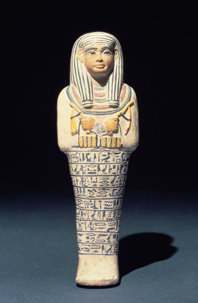 Shabti av Sati, möjligen från Saqqara, New Kingdom) (polykrom fajans) av Egyptian 18th Dynasty
