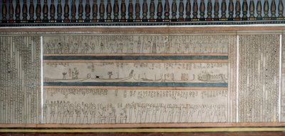 Text och figurer från Book of Amduat, detalj från fresker i gravkammaren av Amenhotep II, Valley of Kings, Luxor, Thebe (Unescos världsarvslista av Egyptian 18th Dynasty
