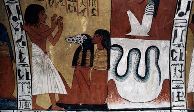 Väggmålning, Sennedjems grav, Konungarnas dal, Luxor, Thebe (UNESCO:s världsarvslista) av Egyptian 18th Dynasty