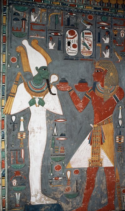 Väggmålning, Sennedjems grav, Konungarnas dal, Luxor, Thebe (UNESCO:s världsarvslista) av Egyptian 18th Dynasty