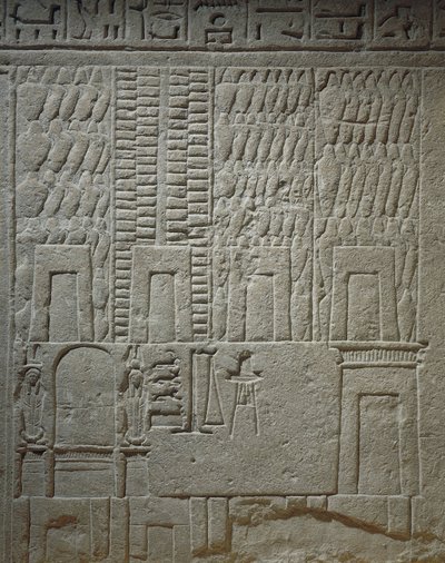 Väggrelief föreställande en lagerdetalj av vågen för vägning av varor av Egyptian 18th Dynasty