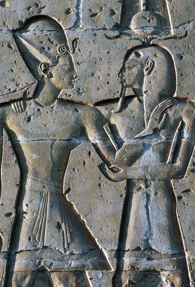 Basrelief föreställande farao, Seti I:s tempel, eller Abydos stora tempel, Abydos, Egypten, Egyptisk civilisation, Nya riket, XIX:e dynastin av Egyptian 19th Dynasty