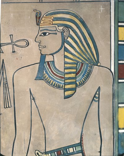 Egypten, forntida Thebe, kungarnas dal, väggmålning av farao Amenhotep III av Egyptian 19th Dynasty