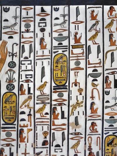 Egypten, Thebe, Luxor, Drottningarnas dal, Nefertaris grav, väggmålning i gravkammaren från 19:e dynastin av Egyptian 19th Dynasty
