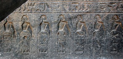 Egyptisk antikvitet: detalj av en relief som dekorerar emblemen för de territorier som erövrats av farao Ramses II (1292-1186 f.Kr.). Luxors tempel. East Bank (Thebe), Egypten av Egyptian 19th Dynasty