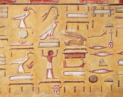 Hieroglyfer, från Seti I:s grav, New Kingdom (väggmålning) av Egyptian 19th Dynasty