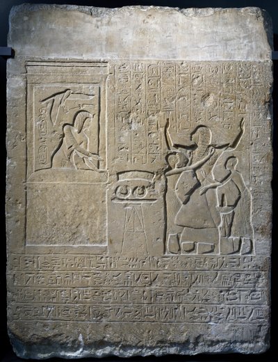 Hormin, chef för kungens harem, belönad med guldhalsband som han fått av Seti I, kalkstensstele av Egyptian 19th Dynasty