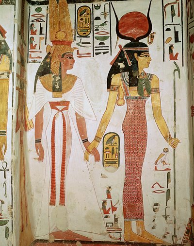 Isis och Nefertari, från Nefertaris grav, Nya kungariket (väggmålning) av Egyptian 19th Dynasty