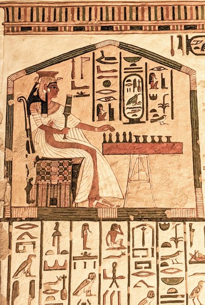 Nefertari spelar senet (väggmålning) av Egyptian 19th Dynasty