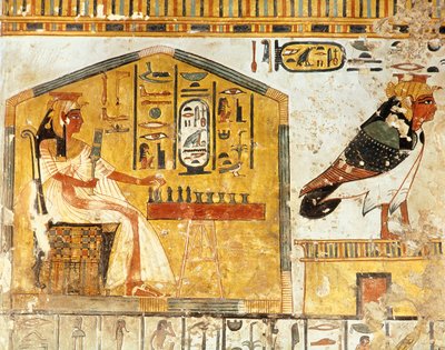 Nefertari spelar senet, detalj av en väggmålning från drottning Nefertaris grav, Nya kungariket av Egyptian 19th Dynasty
