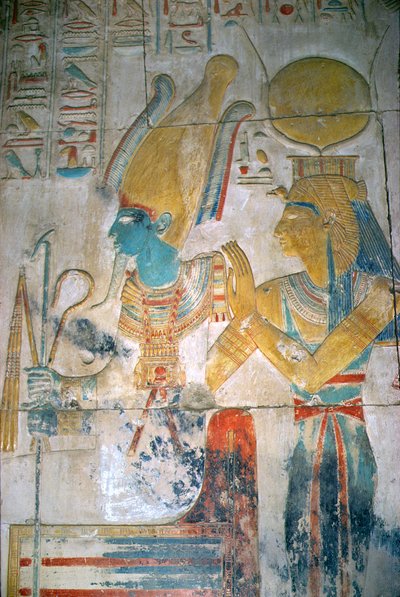 Relief av Osiris och Isis, New Kingdom (väggmålning) av Egyptian 19th Dynasty