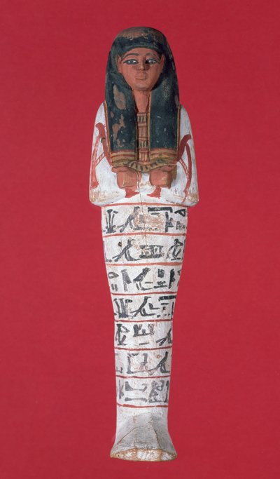 Shabti-figur, New Kingdom (målat trä) av Egyptian 19th Dynasty