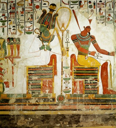 Gudarna Osiris och Atum, från graven av Nefertari, New Kingdom (väggmålning) av Egyptian 19th Dynasty