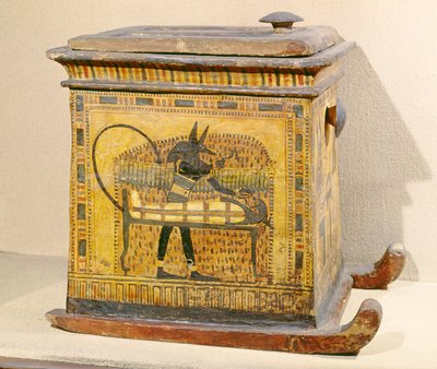 Anubis Mummifying the Deceased, från en kista tillägnad Nefertari, New Kingdom (trä) av Egyptian 20th Dynasty