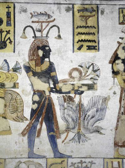 Egypten, Thebe, Luxor, Konungarnas dal, Ramses III:s grav, väggmålning av rituella offer, från tjugonde dynastin av Egyptian 20th Dynasty