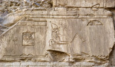Egyptisk antikvitet: relief som representerar gudomen Osiris. Ankh-Hors grav (Ankh Hor) (TT414) (26:e dynastin, 672-525 f.Kr.), Luxor (Thebe), Egypten av Egyptian 26th Dynasty