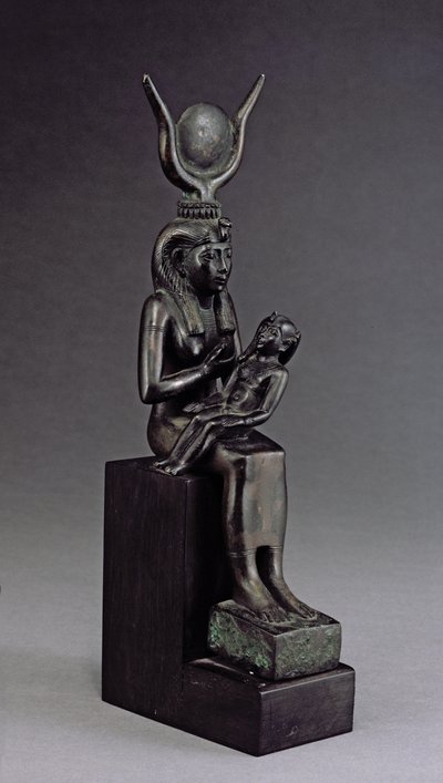Gudinnan Isis diar spädbarnet Horus, sen period (brons) av Egyptian 26th Dynasty