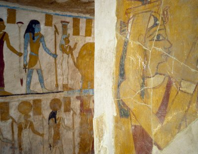 Väggmålningar från Tomb of Pa Nentwy, Bahariya Oasis, Giza, Egyptens egyptiska civilisation, 26:e dynastin, 663-525 f.Kr. av Egyptian 26th Dynasty