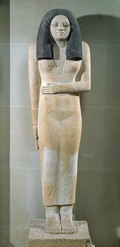Staty av Nesa, Gamla kungariket (målad kalksten) av Egyptian 3rd Dynasty