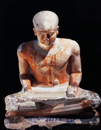 Sittande skriftlärare, från Giza Egypten 2575 f.Kr., dynasti IV (målad kalksten) av Egyptian 4th Dynasty