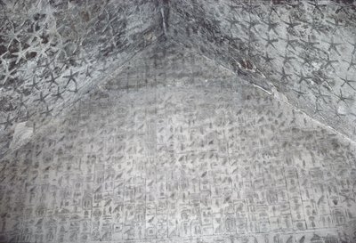 Tak och vägg i gravkammaren i Unas-pyramiden, Gamla kungariket (målad sten) av Egyptian 5th Dynasty