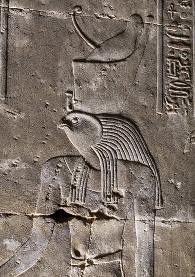 Horus med den förstörda kronan, Horustemplet i Edfu av Egyptian Egyptian