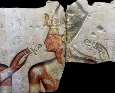 Kung Ramses II bland gudarna. Kommer från det lilla tempel som byggdes av kung Ramses II i Abydos. Ca 1275 f.Kr (19:e dynastin) (målad kalksten) av Egyptian Egyptian