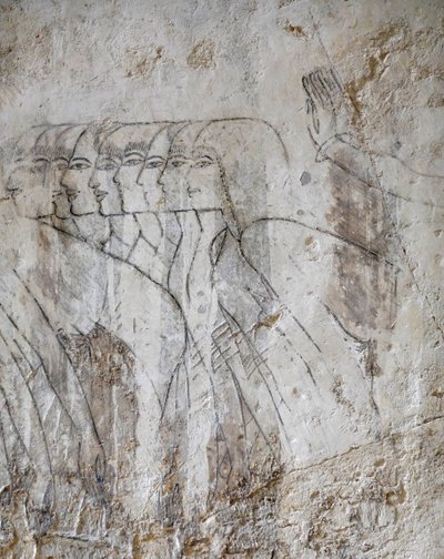 Skissteckning av en grupp kvinnor, Ramoses grav av Egyptian Egyptian