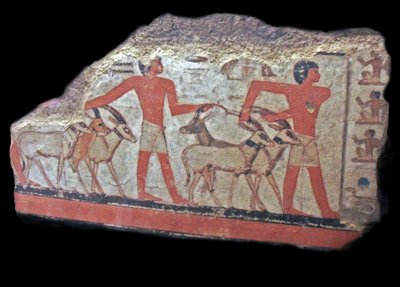 öken (oryx, gaseller) förs inför Metchetch. Forntida egyptisk väggmålning av Egyptian Egyptian