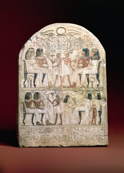 Begravningsstela, 156 f.Kr. (målad kalksten) av Egyptian Ptolemaic Period